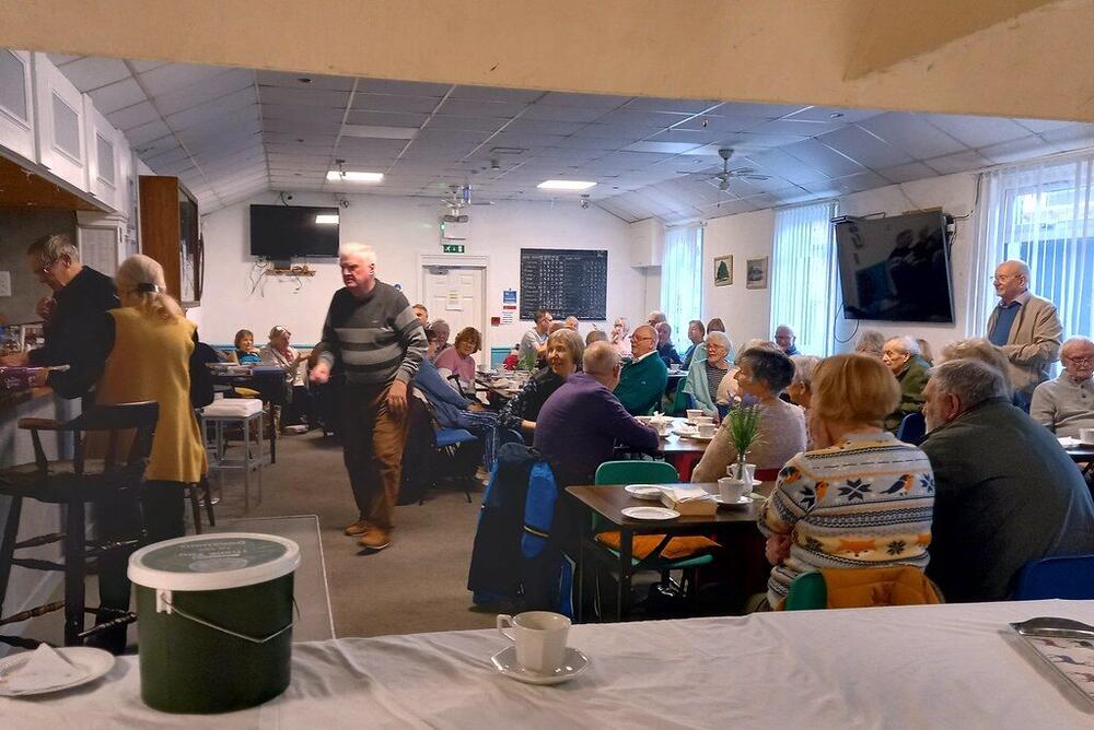 A village hall coffee morning in the English countryside